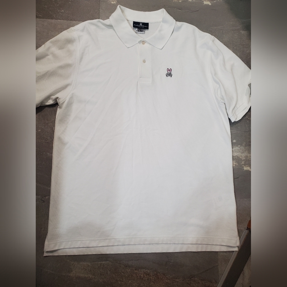 Psycho Bunny Classic Pique White Polo Shirt. Embroidered Logo. 100% Cotton. XXXL